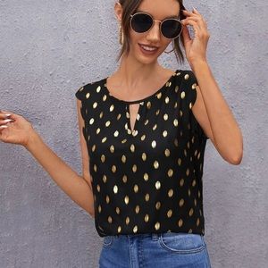 NWT black/gold polka dot blouse